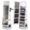 Lockable 360° Swivel Jewelry Cabinet with Full-Length Mirror LED Lights-White